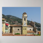 Village Clock Tower, Ville Franche Sur Mer, France posters