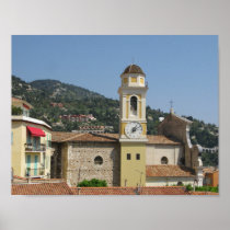 Village Clock Tower, Ville Franche Sur Mer, France Posters