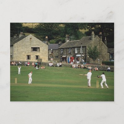 Village cricket, low Bradford, South Yorkshire, U. Post Card