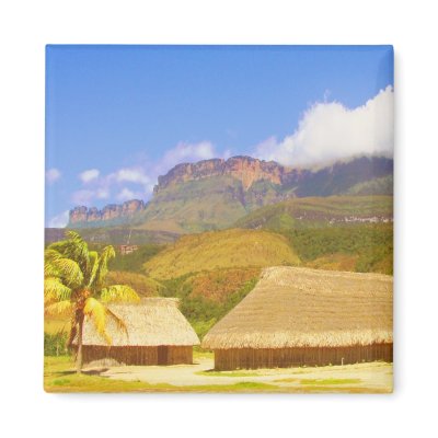 Village Huts Fridge Magnet by nomadlandscapes