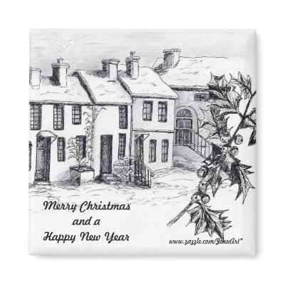 Village in Snow  Magnet by JenuArt