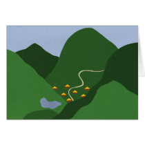 Village in the Valley Whimsical Cartoon Art Card