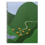 Village in the Valley Whimsical Cartoon Art Note Books