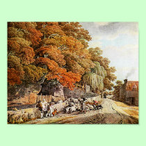 Village Scene Watercolor Painting Fine Art Print! posters