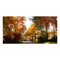Village Street in Autumn Photo Card