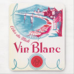 Vin Blanc Wine Vintage Label Mouse Pad