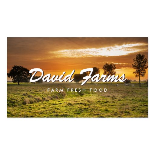 VINAGE TYPE with FARM PHOTO for FARMERS, CHEFS Business Card Templates (front side)