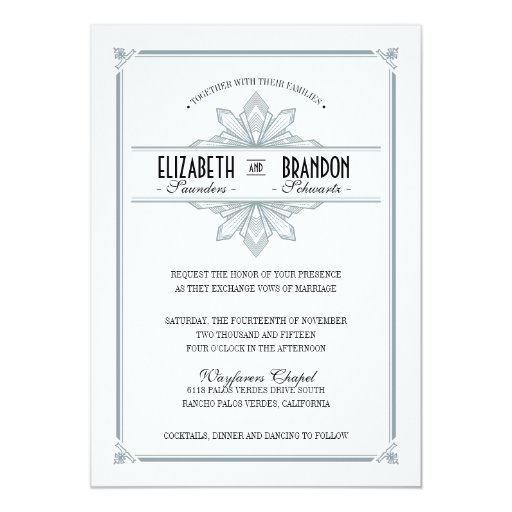 Vinatge Deco Silver & Black Wedding Invitation