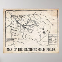 Vinatge Map - Klondike - Dawson Gold Fields 1898 Print