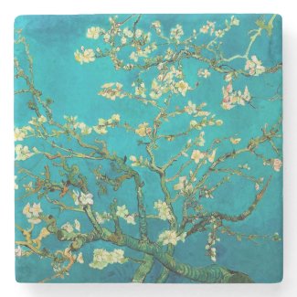 Vincent Van Gogh Blossoming Almond Tree Floral Art Stone Coaster