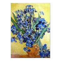 Vincent van Gogh, blue irises in yellow background Personalized Invitations