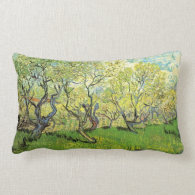 Vincent van Gogh,Orchard in Blossom Throw Pillows