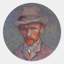 Vincent Van Gogh Self Portrait Suit Round Stickers