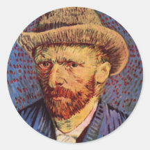 Vincent Van Gogh - Self Portrait with hat Round Sticker