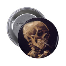 Vincent Van Gogh Skull with a Burning Cigarette Buttons