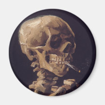 Vincent Van Gogh Skull with a Burning Cigarette Refrigerator Magnets