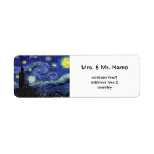 Vincent van Gogh, Starry Night Return Address Label