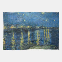 Vincent Van Gogh Starry Night Over the Rhone Kitchen Towels