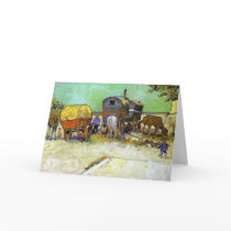 vincent van gogh- the caravans - gypsy camp near a greeting card