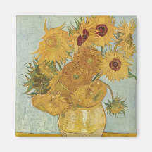 Vincent Van Gogh Vase With 12 Sunflowers Fridge Magnet