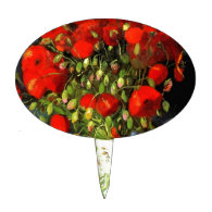 Vincent Van Gogh Vase With Red Poppies Floral Art Cake Pick