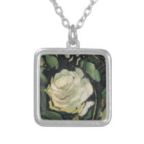 Vincent Van Gogh White Roses Rose Vintage Art Custom Necklace