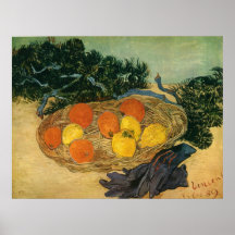 Vincent van Gogh's Basket of Fruit and Gloves 1889 Print