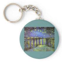 Vincent van Gogh's Starry Night Over the Rhone Keychains