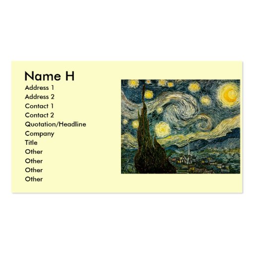 Vincent van Gogh's The Starry Night (1889) Business Card Templates