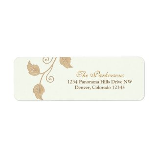 Vine and Leaves Wedding Return Address Labels label