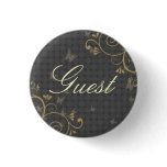 Vine & Butterfly Design Party Guest Button