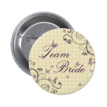 Vine & Butterfly Team Bride Button Cream