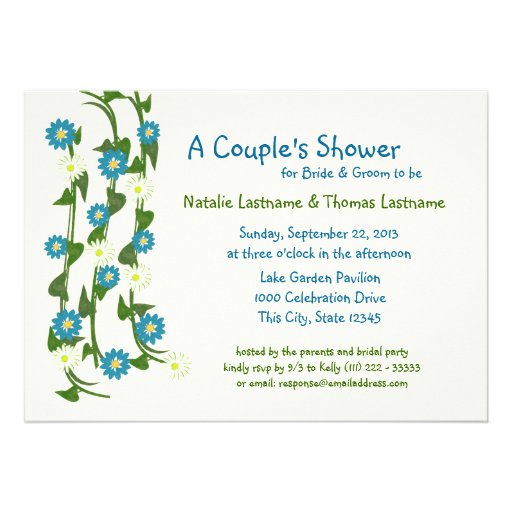 Vine Flowers Couple's Shower Personalized Invites