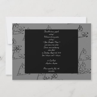 Vine Heart in Grey Birthday Invitation invitation