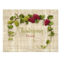 Vine With Grapes Thanksgiving Dinner invitation