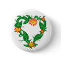 Vines heart with flowers button by marcya7 Vines heart with flowers button