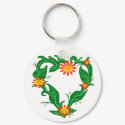 Vines heart with flowers key chain keychains