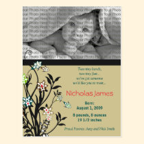 Viney Baby Birth Announcement Khaki Teal postcards