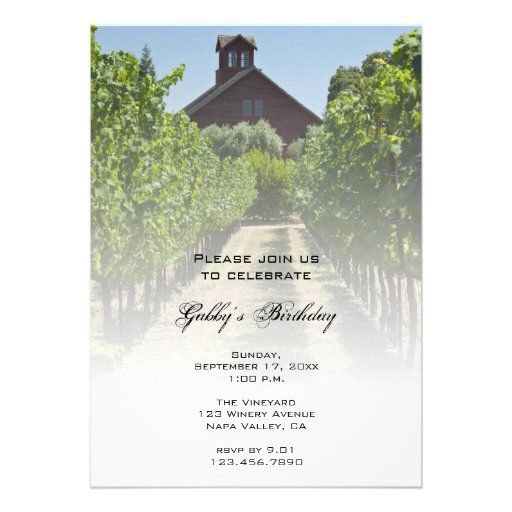 Vineyard and Red Barn Birthday Party Invitation