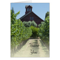 Vineyard and Red Barn Thank You Note Card