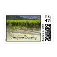 Vineyard and Rose Fence Wedding Postage Stamp