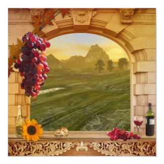 Vineyard Fall Wedding Square Invitation Card