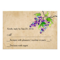 Vineyard Love Artistic Grapes Response RSVP Card invitations