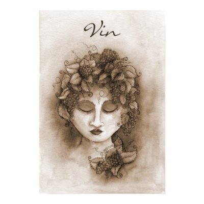 Vineyard Nymph - Wine Print by 13BlackCatsDesigns