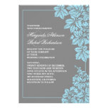vineyard or garden gray & blue wedding invites invitations