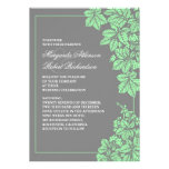 vineyard or garden gray & green wedding invites invitations