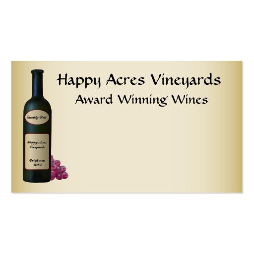 Vineyard or Winery Business Card Templates (front side)