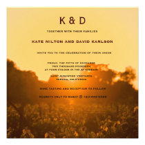 Vineyard Sunset Winery Monogram Wedding Invitation invitations