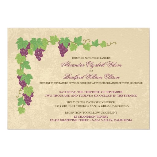 Vineyard Wedding Invitation (Parchment Texture)
