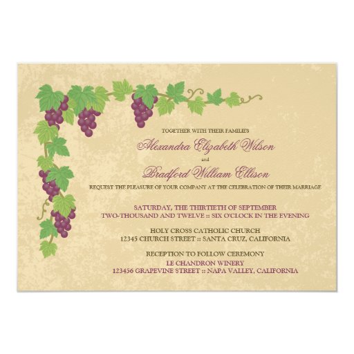 Vineyard Wedding Invitation (Parchment Texture) Zazzle